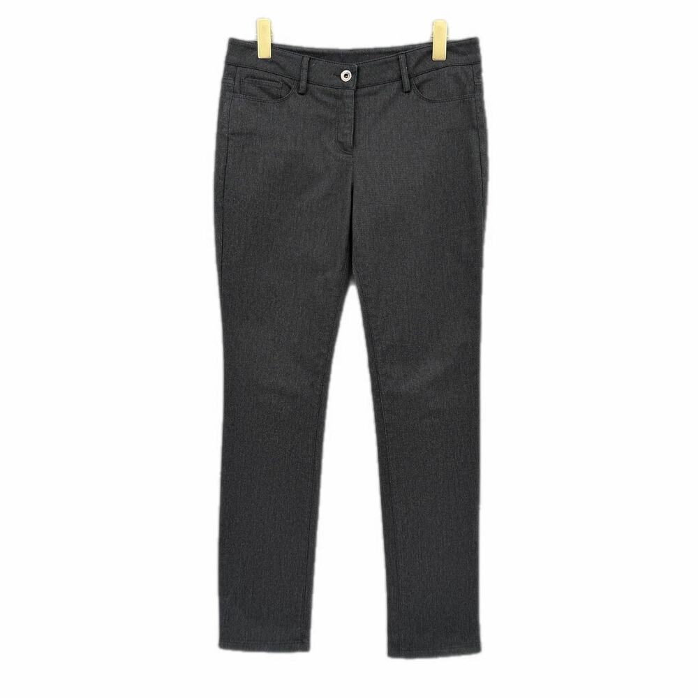 Worth Straight Leg Ankle Crop Charcoal Black Mid Rise Slim Pant Career Trouser